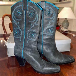 Franco Sarto Cowboy Boots Turqouise/Black